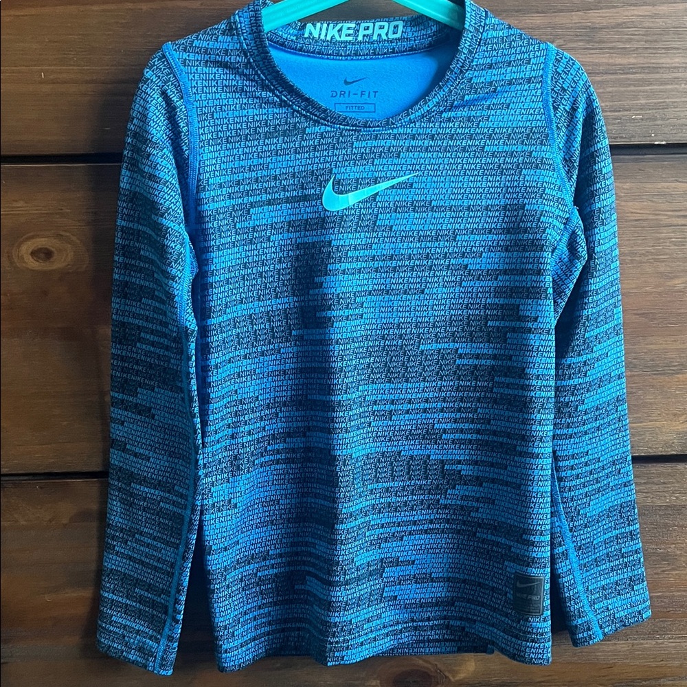 Nike Kids Dri-FIT Blue Long Sleeve Tee